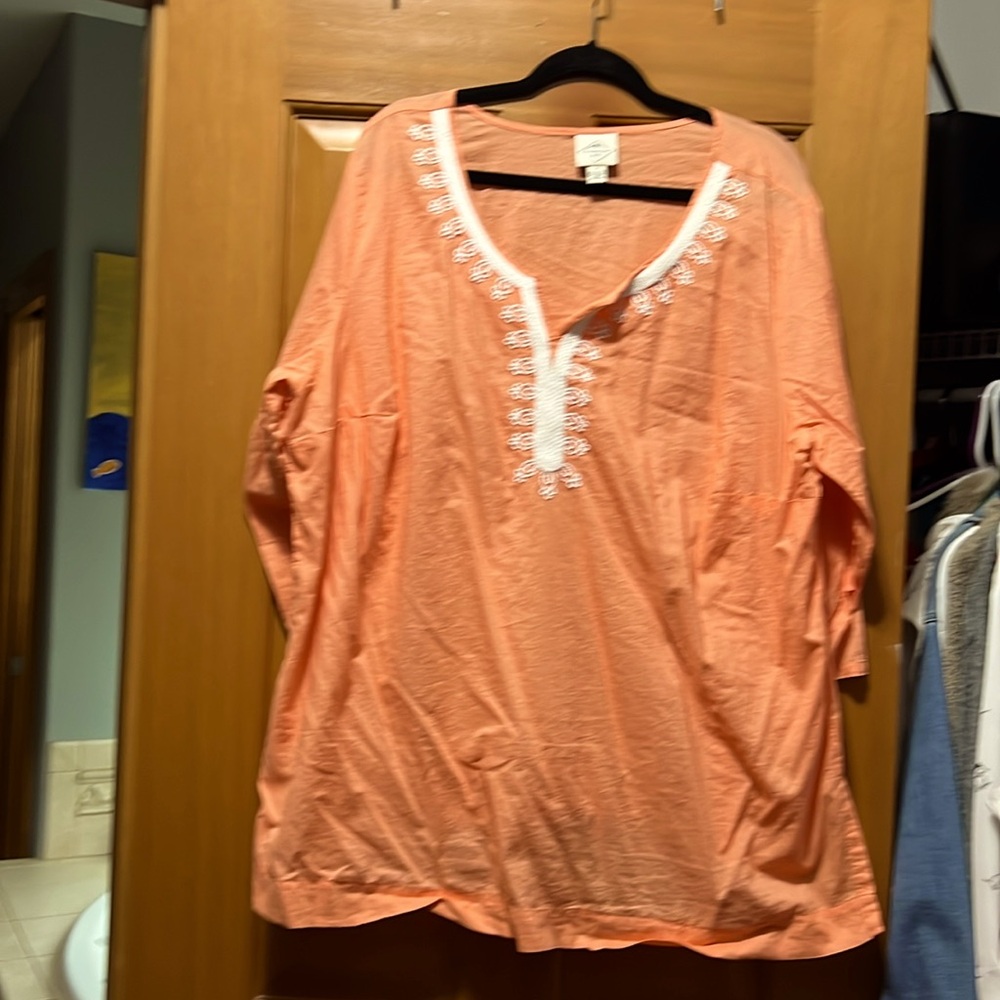 St.John’s Bay ,light orange , 3/4 sleeve boho top